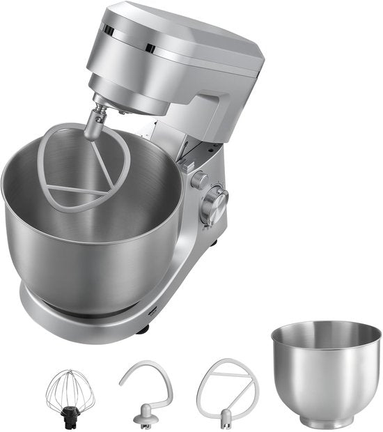 Merkloos / Sans marque Elektrische Standmixer, 4,2 L en 5,7 L Keukenmixer, 1500W Keukenmixer met 10 Snelheden, Kantelbaar Kopontwerp, Roestvrijstalen Kommen, Deeghaak, Garde en Klopper voor Bakken, Mixen en Kneden
