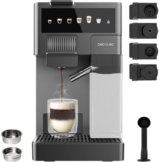 Cecotec FreeStyle Latte T Espresso Machine 1.6L 20bar Black 4in1 Pods Ground Compatible