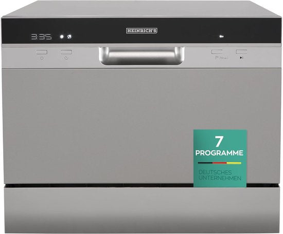 Heinrich's HTG 8840 mini vaatwasser - 7 programma's - gebruik slechts 6,5 liter per cyclus - zilver(zilver)