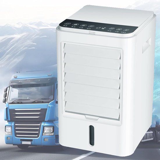 Merkloos / Sans marque RV-airconditioner, verdampingsluchtkoeler, 4-in-1 draagbare ventilator met afstandsbediening, 4 koelmatten, 3 ventilatorsnelheden, geschikt voor vrachtwagens, auto's en bussen, 24V