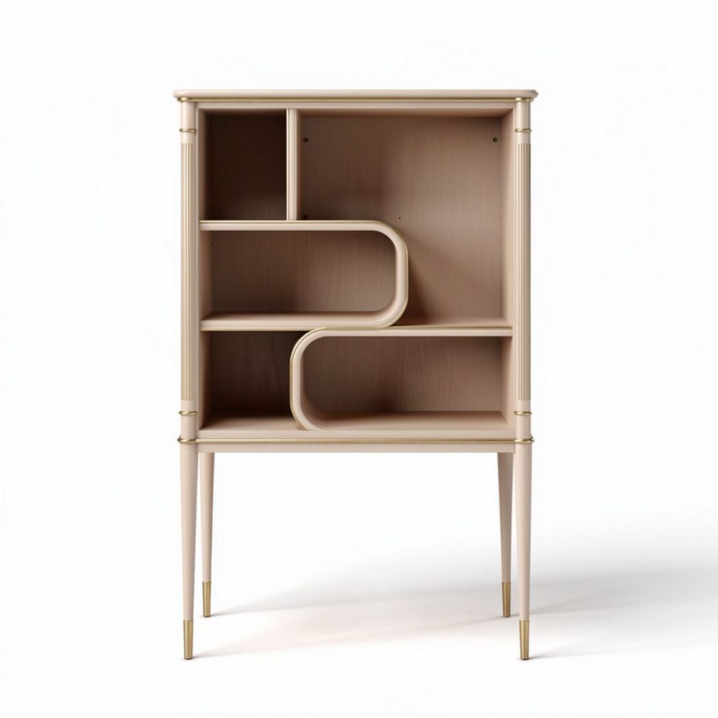 Houten kast met open vakken en metalen poten 60 x 40 x 100cm in beige