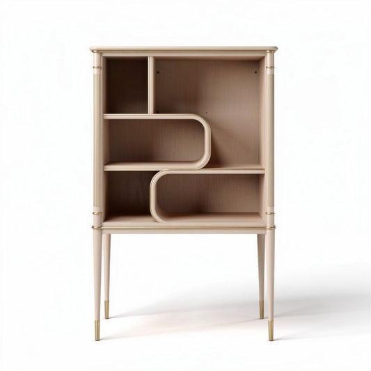 Houten kast met open vakken en metalen poten 60 x 40 x 100cm in beige