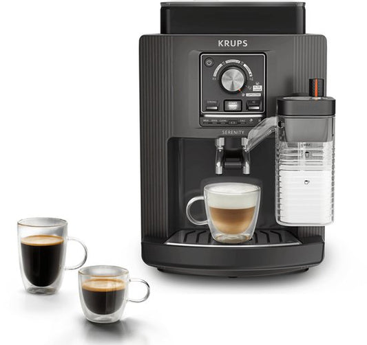 Krups Serenity EA402H - Volautomatische Espressomachine - Donkergrijs - Snel Opgewarmd - Compact(Donkergrijs/Automatisch met melkreservoir)