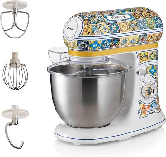 Ariete Positano 1588 - Italiaans design keukenmachine - 5.5 liter - 3 accessoires - 2400 Watt - 7 snelheden