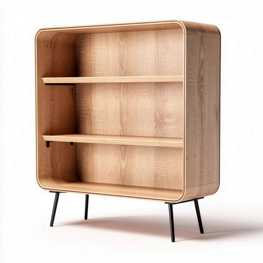 Houten boekenrek met 2 planken en metalen poten 80 x 30 x 120cm