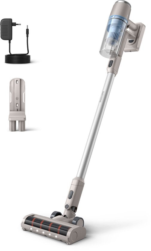 Philips Steelstofzuiger Draadloos XC2011/01 - Zuigmond met LED verlichting - Zonder Zak - Incl Handstofzuigerfunctie - Alle Vloertypen - Lichtgewicht(Witgrijs)
