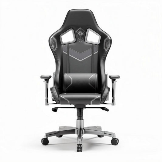 Ergonomische gaming stoel met verstelbare armleuningen en zwarte bekleding