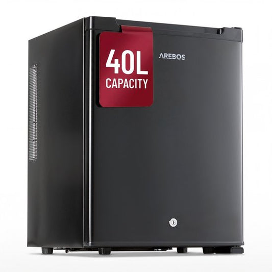 Arebos AREBOS 40L Mini koelkast stil compact minibar met slot LED zwart kantoor home