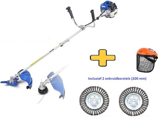 Borg Krachtige 52cc benzine bosmaaier + 2 onkruidborstels - 3 in 1 tuinmachine -