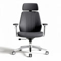 Ergonomische bureaustoel met verstelbare armleuningen en zwarte stof