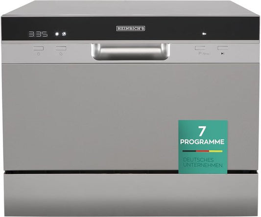Heinrich's HTG 8840 mini vaatwasser - 7 programma's - gebruik slechts 6,5 liter per cyclus - zilver(zilver)