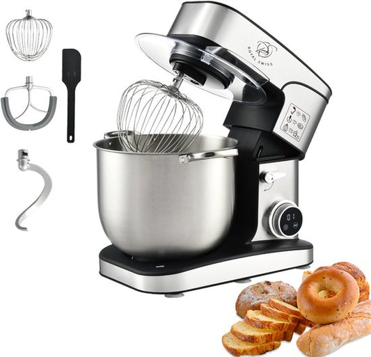 Keukenmachine – Keukenrobot XXL – 16L 2800W – RVS Mengkom – 12 Snelheden – Royal Swiss® SC-616DE(Zwart/Zilver (Black/Silver))