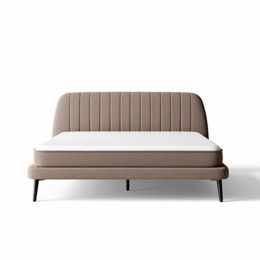 Bedbank in bruin stof met matras 190 x 130 x 80cm geschikt voor slaapkamers