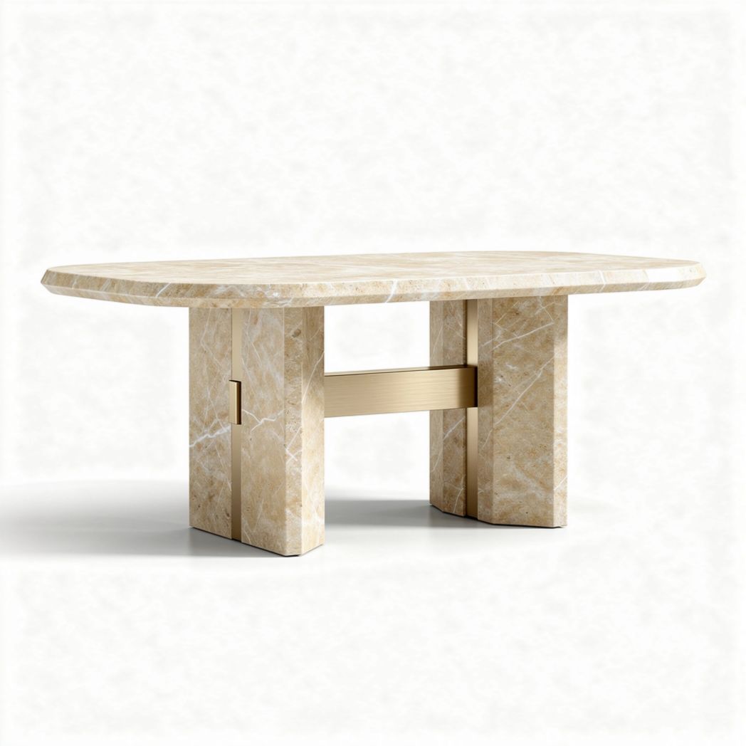 Marmeren salontafel 180 x 90 x 75 cm met gouden accenten