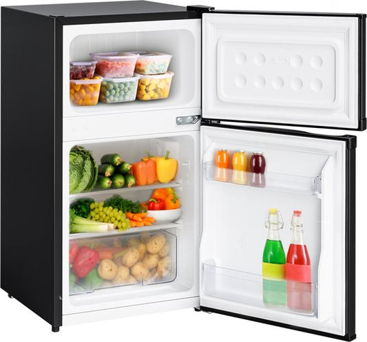 KitchenBrothers Koelkast - 61L Koelvak - 24L Vriesvak - Koelvriescombinatie - IJskast - Frigo - Vrijstaand - Zwart(61L Koelvak， 24L Vriesvak， Zwart)