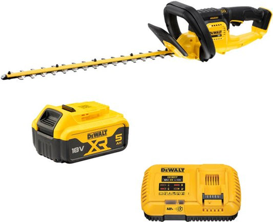 DeWalt DeWALT 18V XR Accu Heggenschaar – 55 cm Zwaardlengte – Inclusief 5.0Ah Accu  Lader – Koolborstelloos