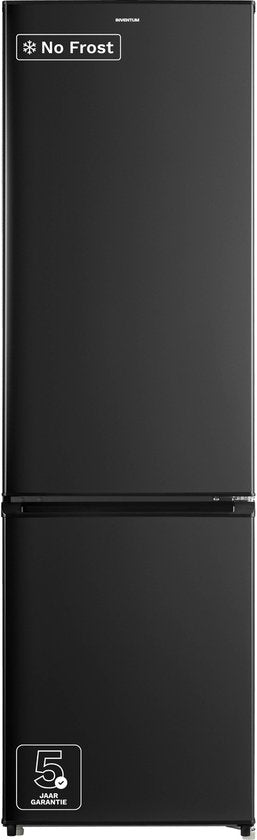Inventum KV1808B No Frost energiezuinige koel-vriescombinatie - 180 cm hoog - 270 liter - Superkoelen - Supervriezen - Energielabel D - Vrijstaand - Zwart(Zwart)