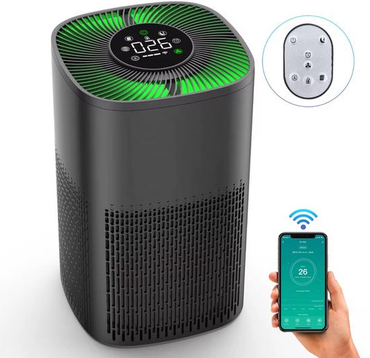 Merkloos / Sans marque Smart Air Purifier DN-905 - Luchtreiniger met HEPA-filter - Voor Baby  Slaapkamer - Stil (≤ 65 dB) - App  Afstandsbediening - 36 m² Dekking - Zwart(Zwart)
