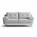 Grijs stoffen bank met knopen en houten poten 180 x 90 x 85cm