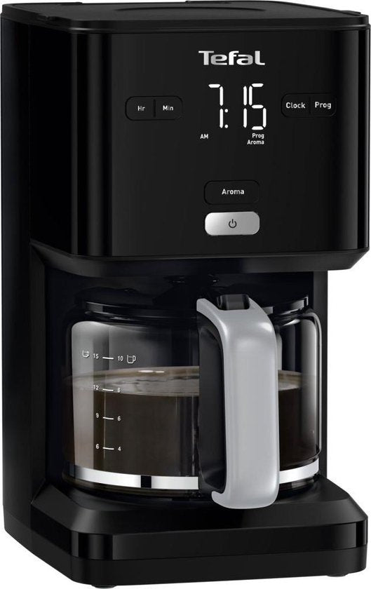 Tefal Smart  Light CM6008 - Filter koffiezetapparaat - 1.25L - Digitaal Display met Timer - 15 Kopjes - Warmhoudfunctie - Zwart