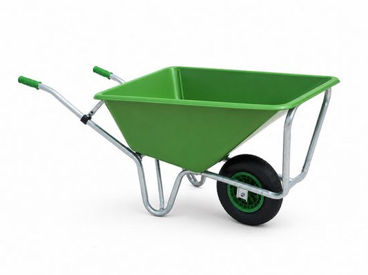 JMC Handel Kruiwagen 160L Kunststof – 1 Wiel – Verzinkt Frame – Luchtband