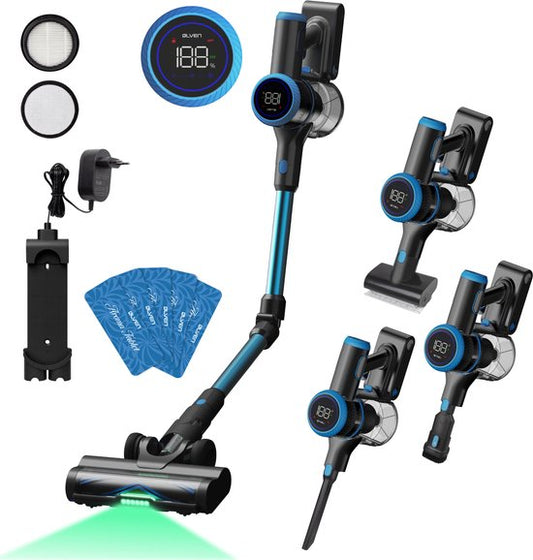 Ølven Steelstofzuiger CleanMax - Draadloos - 400W - Kruimelzuiger - 55Min Accu - Stofzuiger Zonder Zak - Aroma Functie(1 accu)