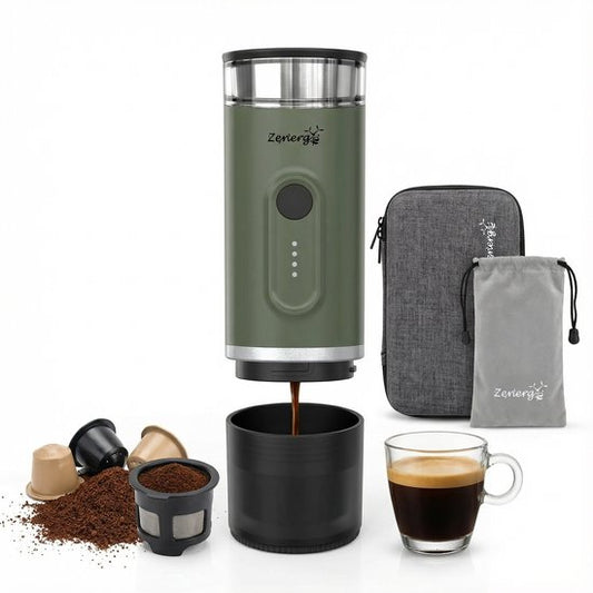 Zenergy - Draagbaar Koffiezetapparaat - Draagbare Koffiemachine - Cups en Gemalen Koffie - Espressomachine
