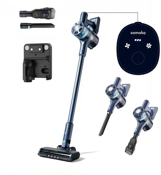 Steelstofzuiger Draadloos CleanDetect Lite 200W - Draadloze stofzuiger - 22kPa zuigkracht - 2 Opzetstukken - Zonder zak op accu - Samako(Muuroplaadstation， 1 accu， Kierenzuigmond， Meubelzuigmond)