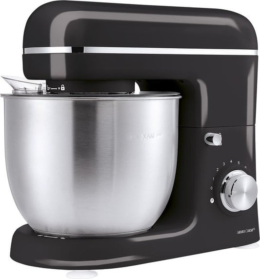 SILVERCREST® KITCHEN TOOLS Keukenmachine pastel – Vermogen: 600 W – Inhoud: 5 L – Inclusief spatbescherming met vulopening, deeghaak, eiwitklopper en garde – Met extra pulsfunctie – Afneembare accessoires zijn vaatwasmachinebestendig